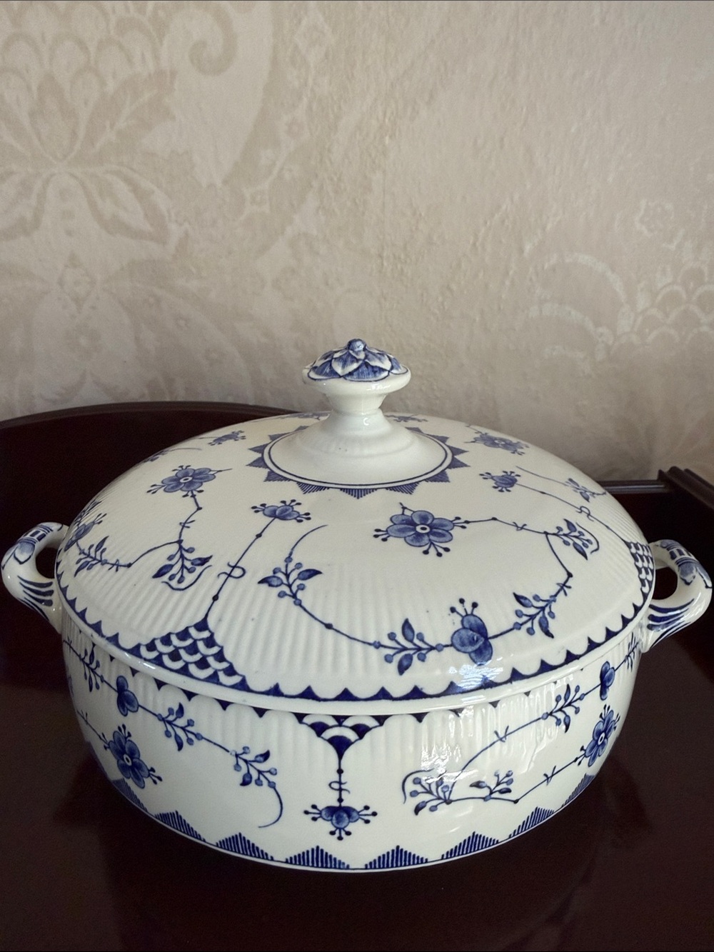 Denmark Blue round covered vegetable Serving Dish